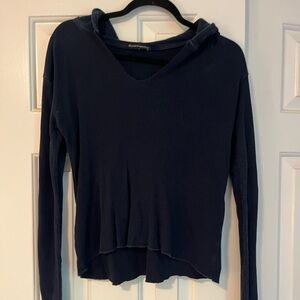 Brandy Melville Navy waffle V-Neck Sweatshirt